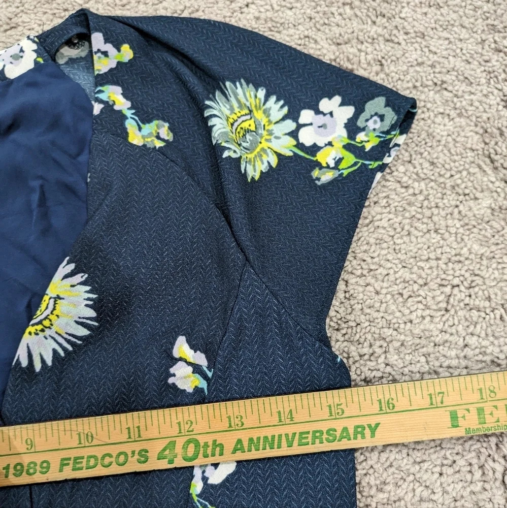 FREE PEOPLE Lost In Love Blue Floral Buttons Midi Dress Navy Blue size XS - Picture 6 of 9